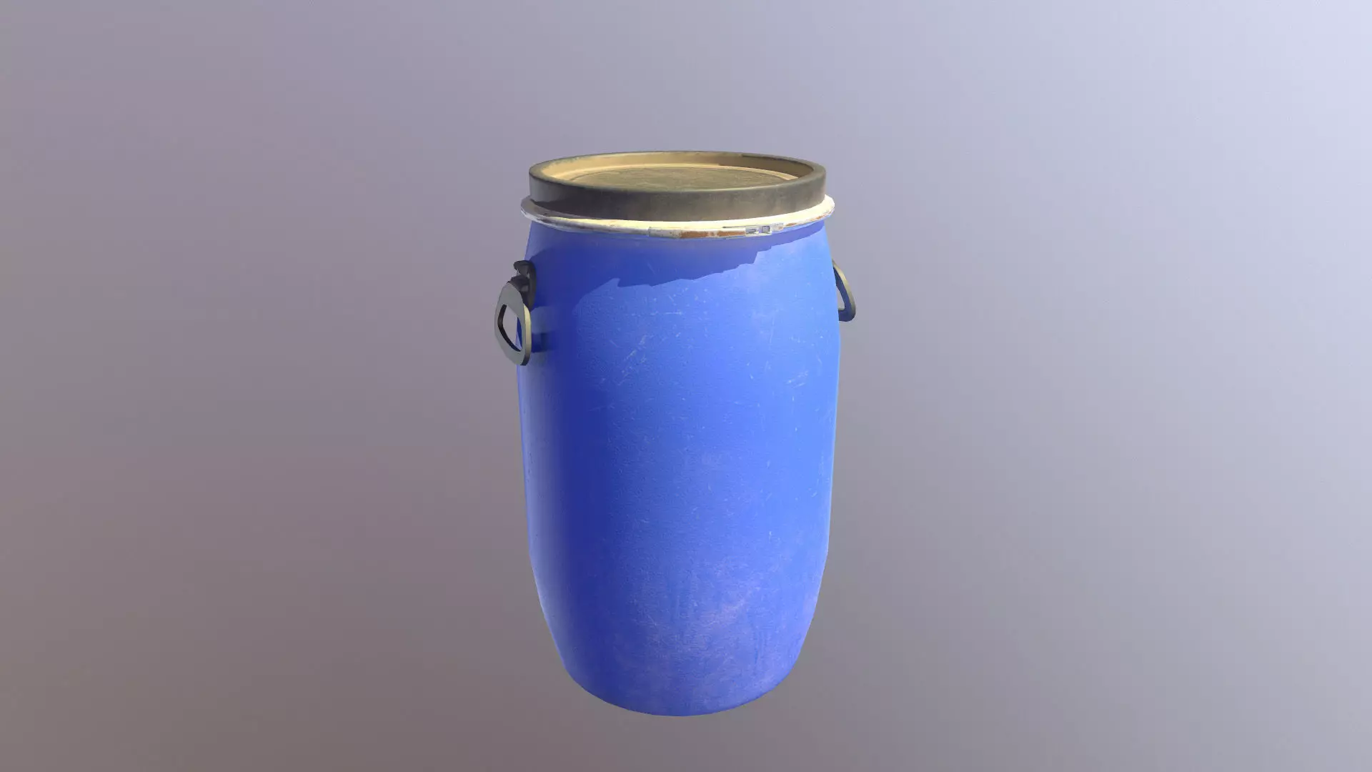 Blue Plastic Barrel PBR Low-poly 3D model_0