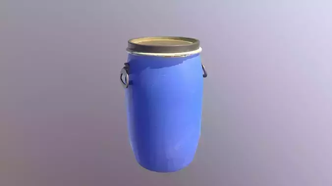 Blue Plastic Barrel PBR Low-poly 3D model