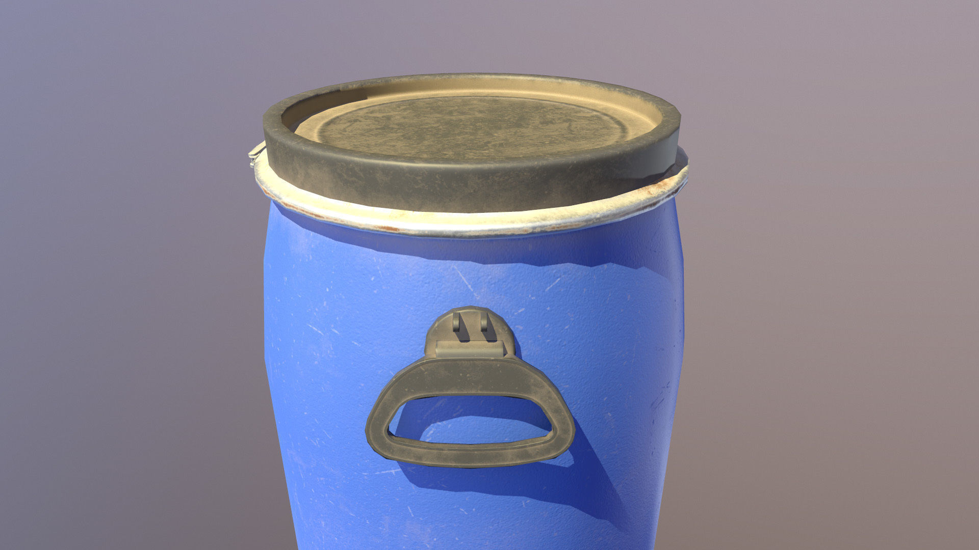 Blue Plastic Barrel PBR Low-poly 3D model_3