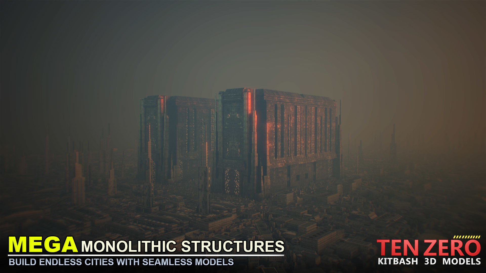 MEGA MONOLITHIC STRUCTURES SCI-FI KITBASH 3D model_10