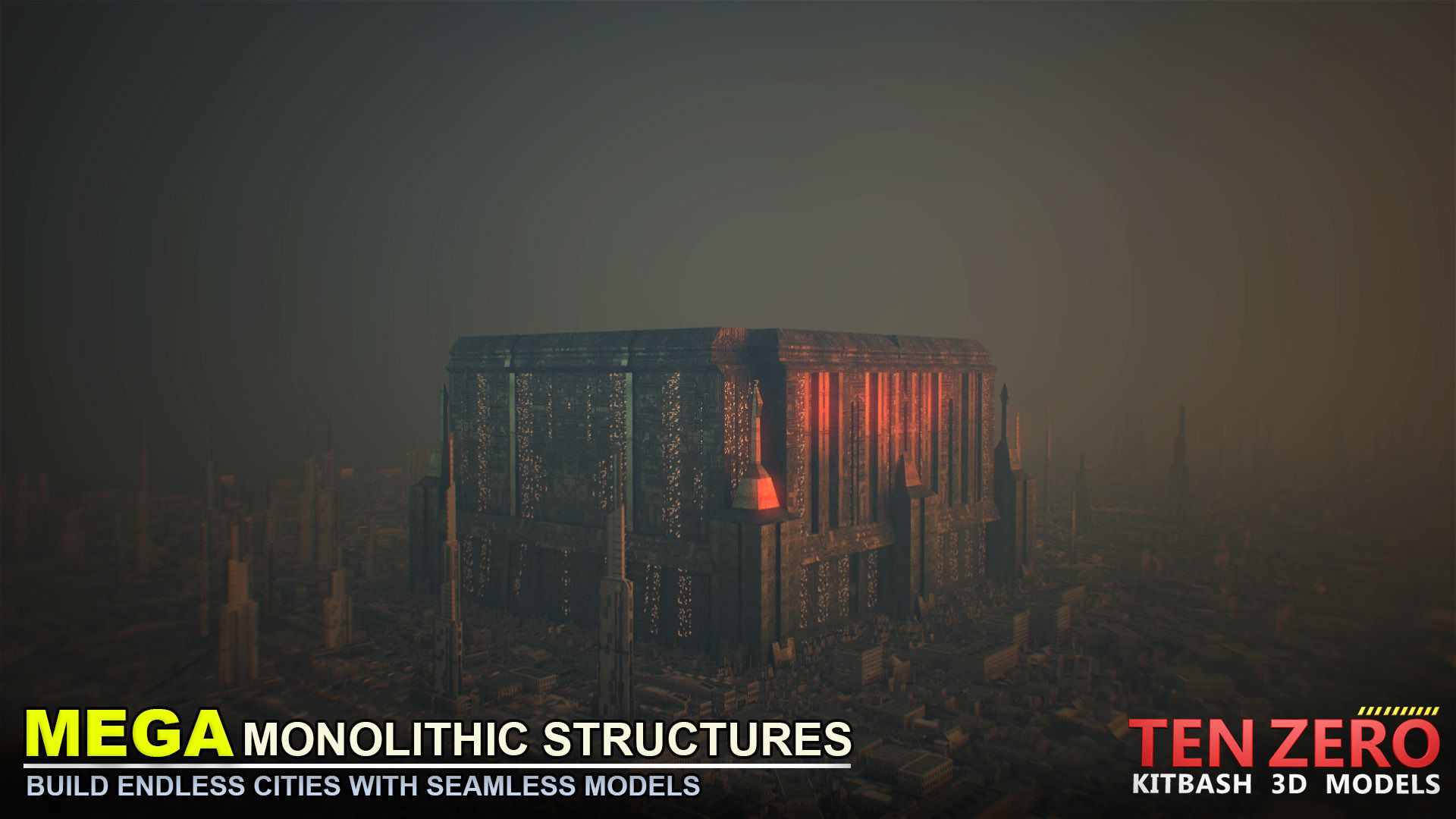 MEGA MONOLITHIC STRUCTURES SCI-FI KITBASH 3D model_12
