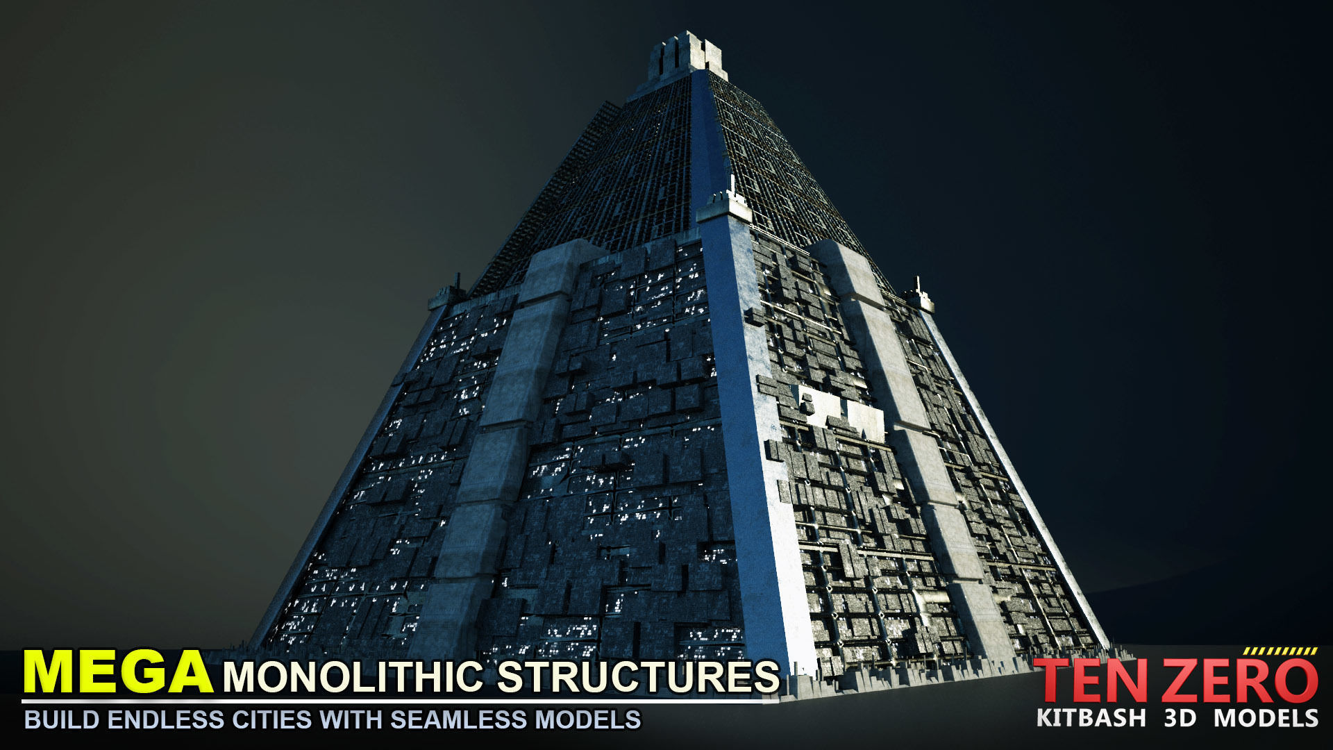 MEGA MONOLITHIC STRUCTURES SCI-FI KITBASH 3D model_9