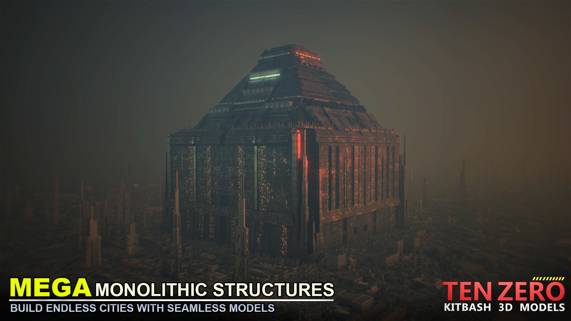 MEGA MONOLITHIC STRUCTURES SCI-FI KITBASH 3D model_11