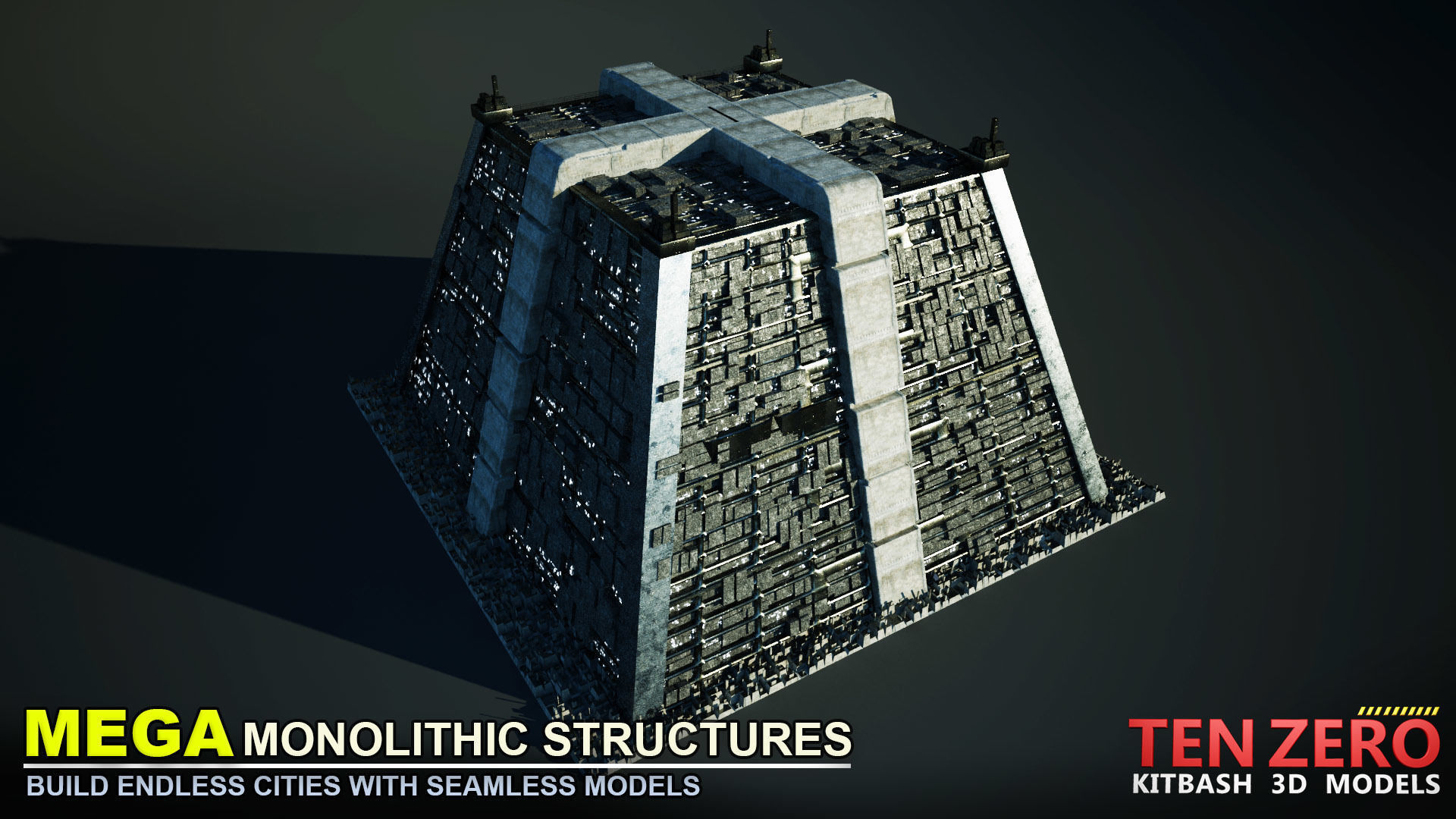 MEGA MONOLITHIC STRUCTURES SCI-FI KITBASH 3D model_13