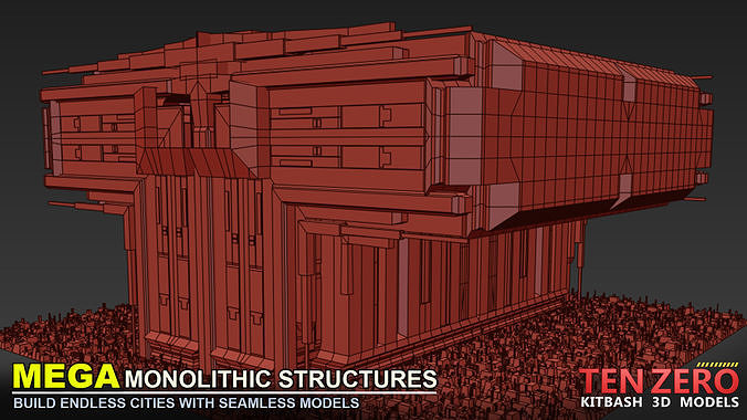 MEGA MONOLITHIC STRUCTURES SCI-FI KITBASH 3D model 4