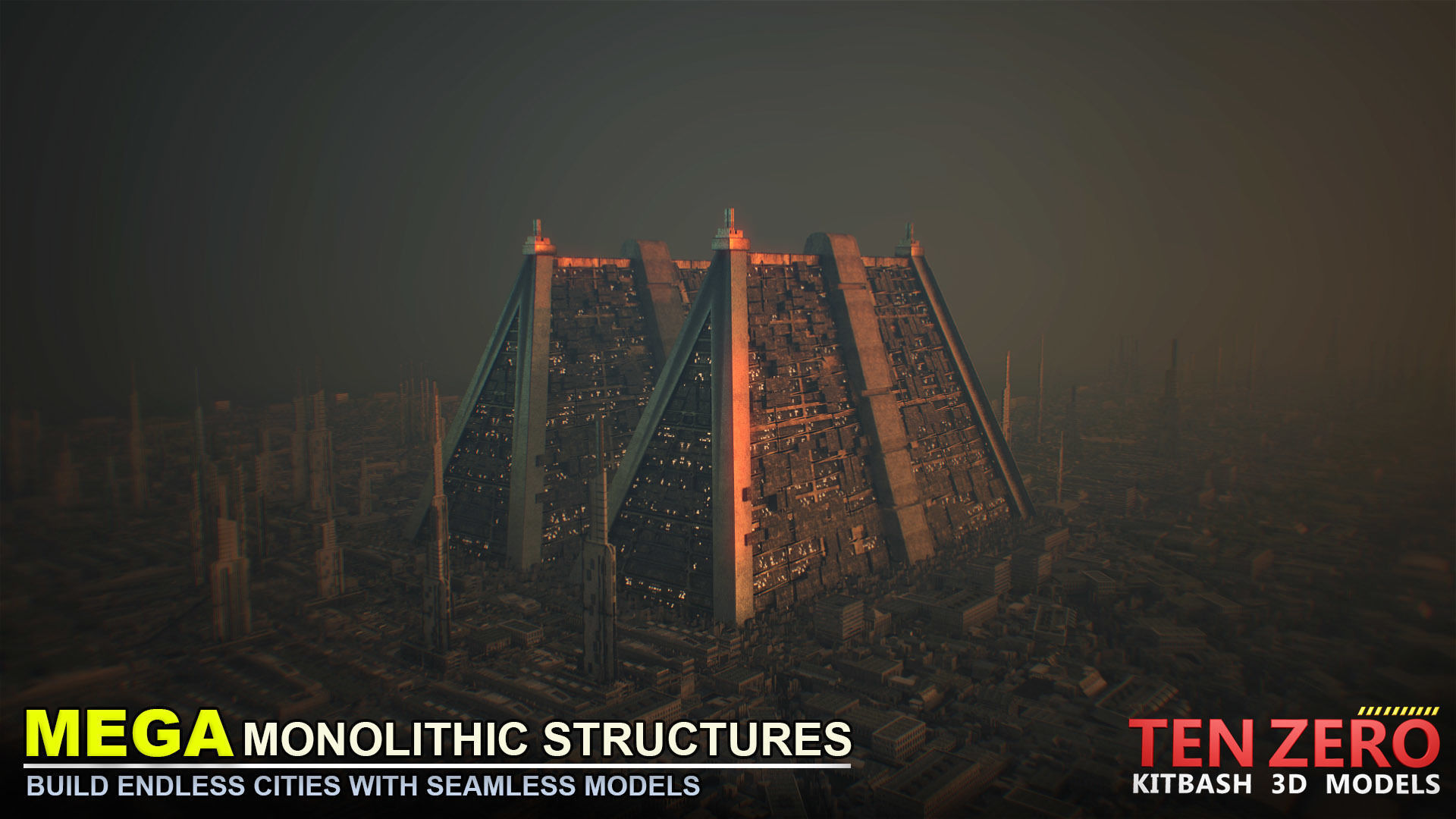 MEGA MONOLITHIC STRUCTURES SCI-FI KITBASH 3D model_14