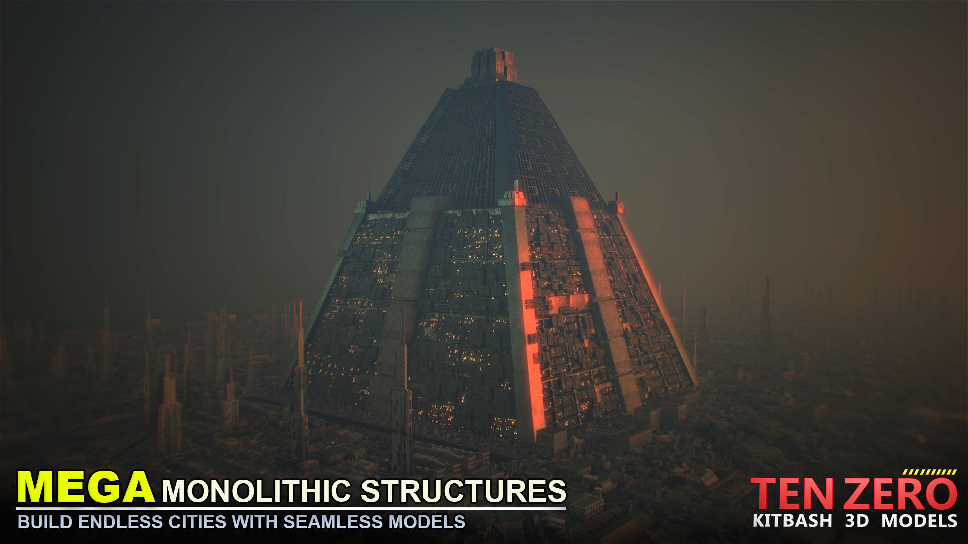 MEGA MONOLITHIC STRUCTURES SCI-FI KITBASH 3D model_5
