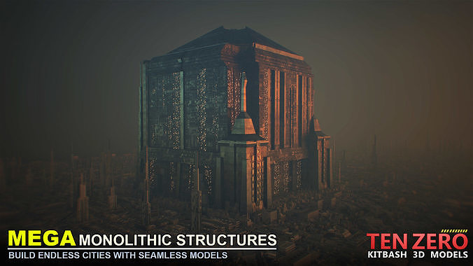 MEGA MONOLITHIC STRUCTURES SCI-FI KITBASH 3D model 7