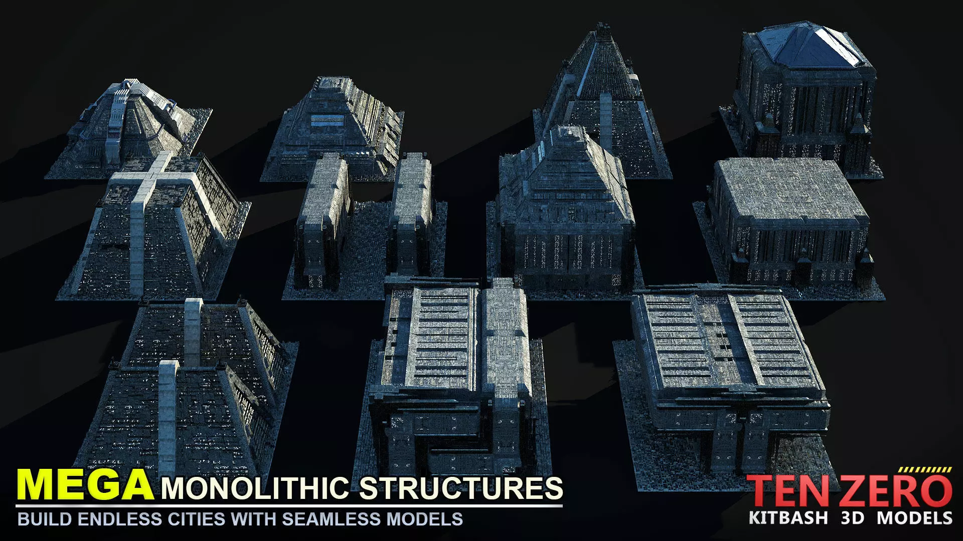 MEGA MONOLITHIC STRUCTURES SCI-FI KITBASH 3D model_0