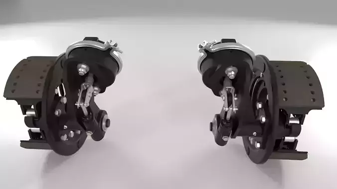 Highly detailed pair of front truck brakes assemblies