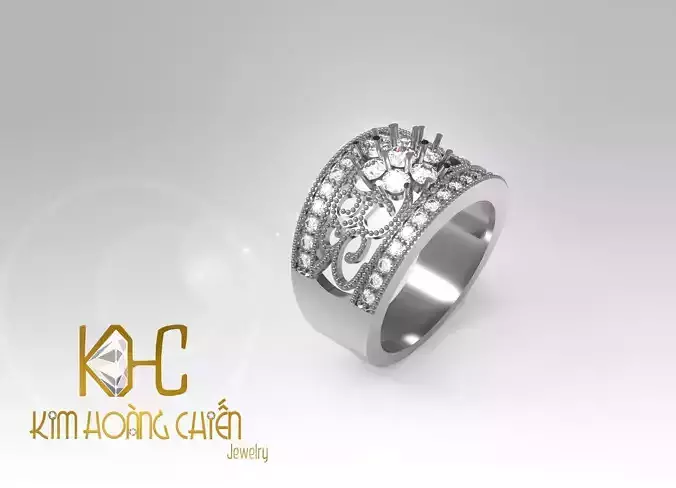 Rings-CC4-with diamond -1 Files 3D print model 3D print model