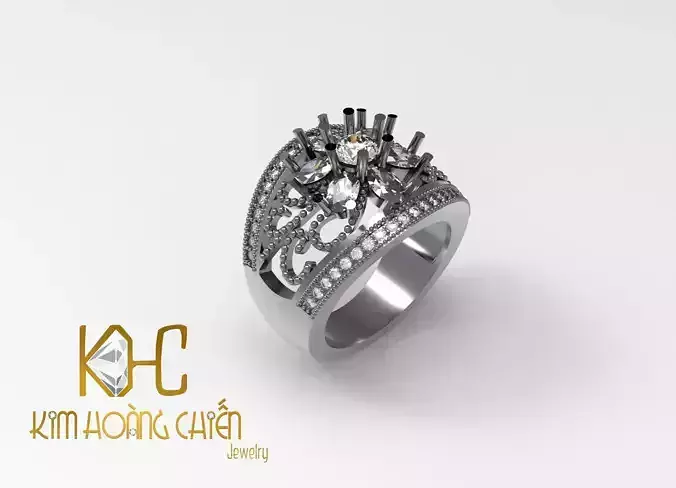 Rings-CC5-with diamond -1 Files 3D print model 3D print model