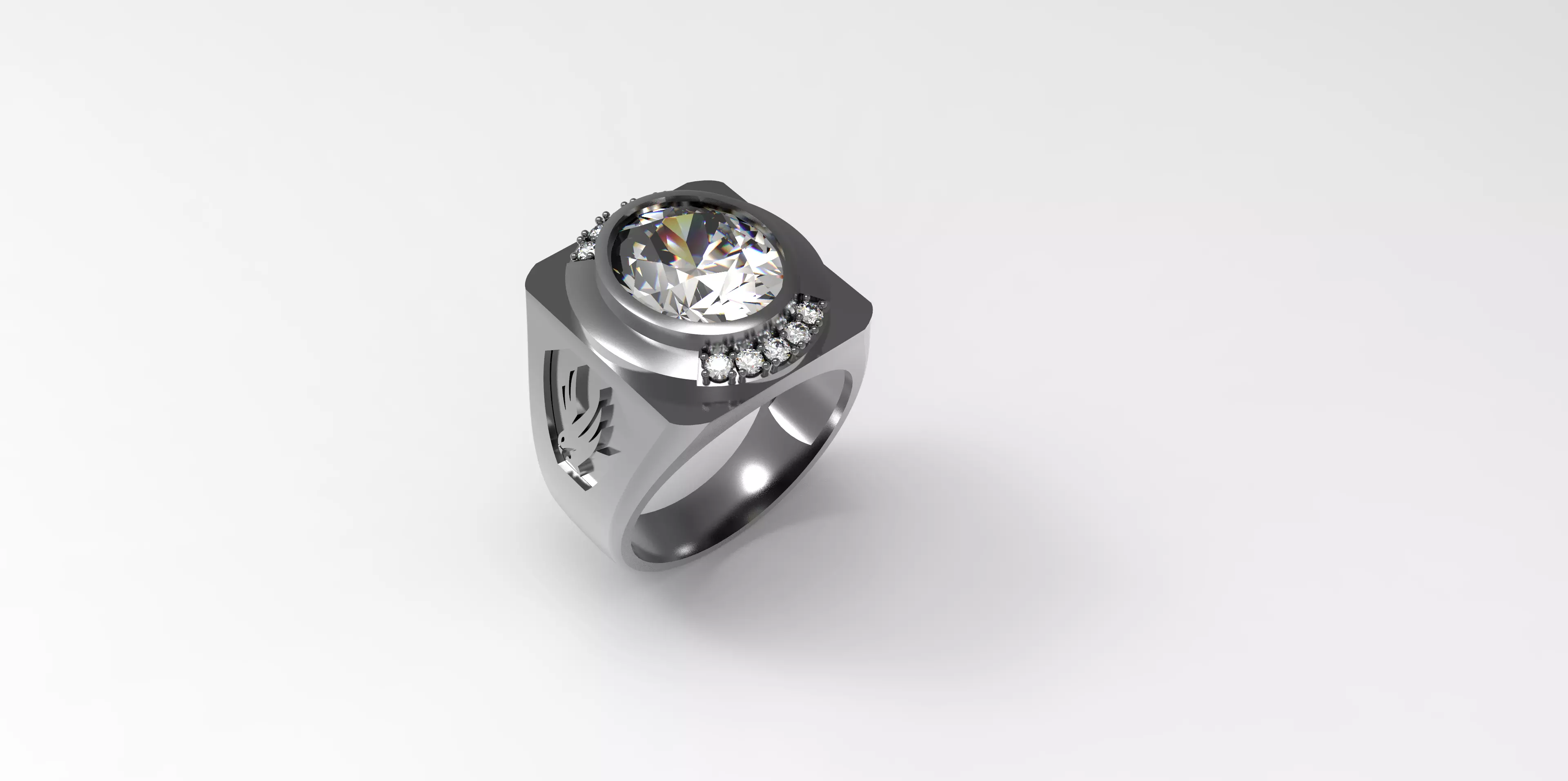 Rings-CC10-with diamond -1 Files 3D print model 3D print model_0