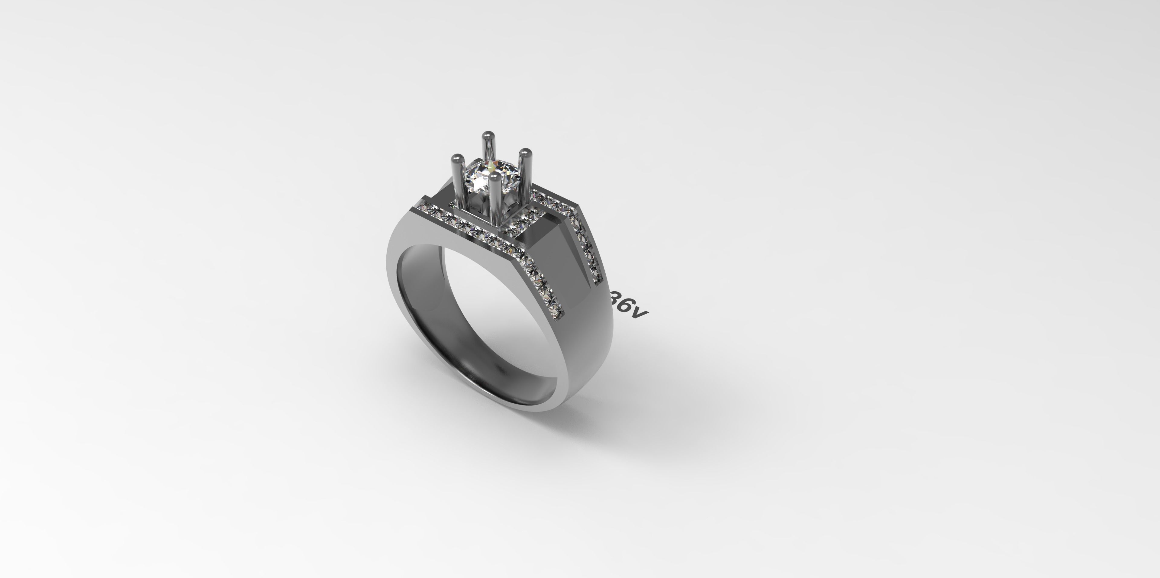 Rings-CC12-with diamond -1 Files 3D print model 3D print model 3D print model_3