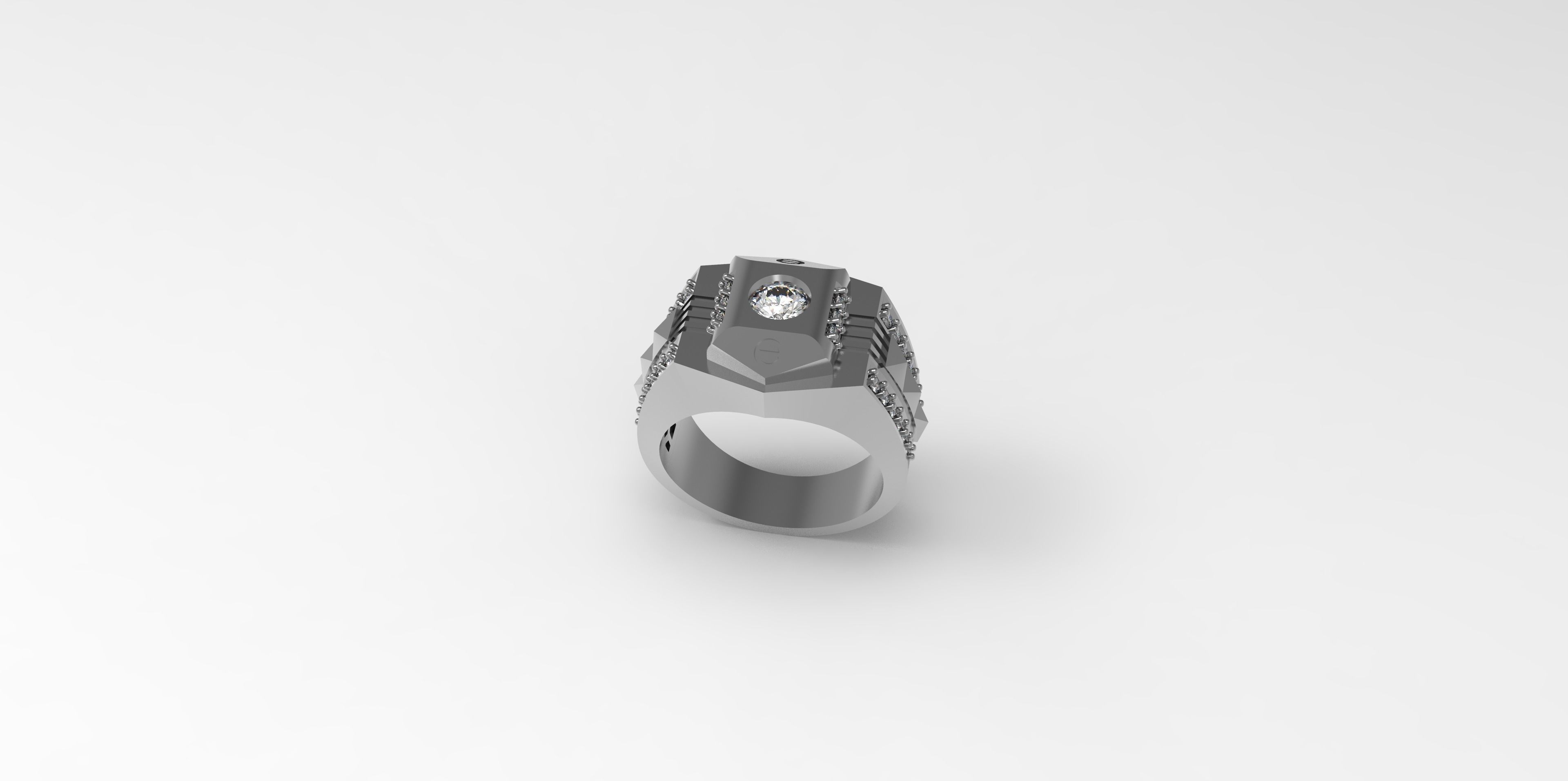 Rings-CC13 with diamond -1 Files 3D print model 3D print model_7
