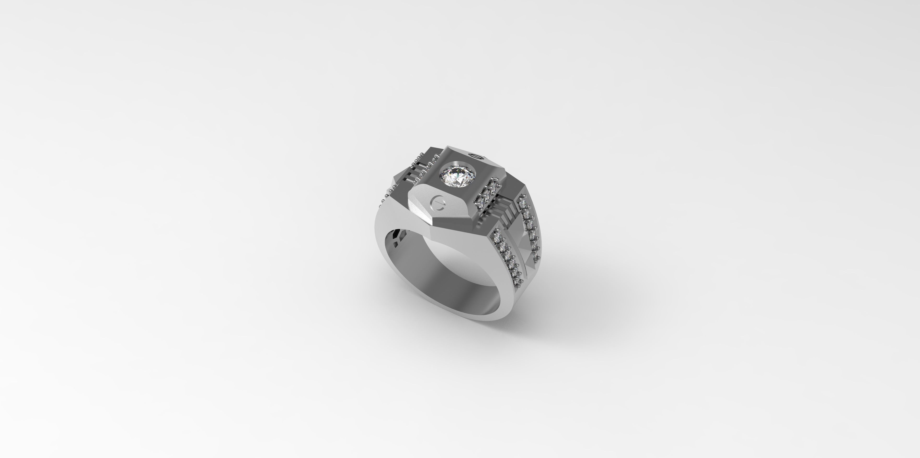Rings-CC13 with diamond -1 Files 3D print model 3D print model_3
