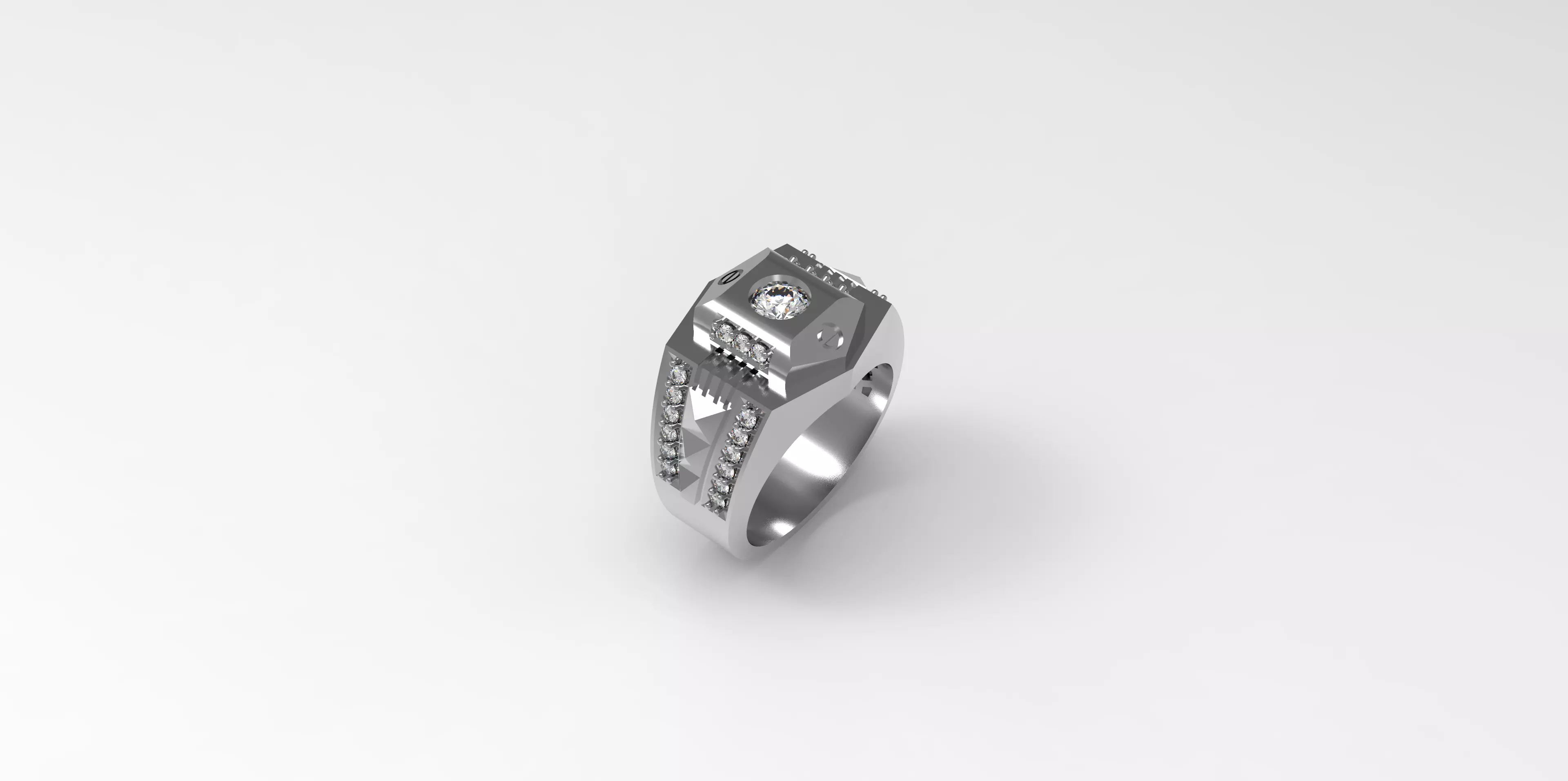 Rings-CC13 with diamond -1 Files 3D print model 3D print model_0