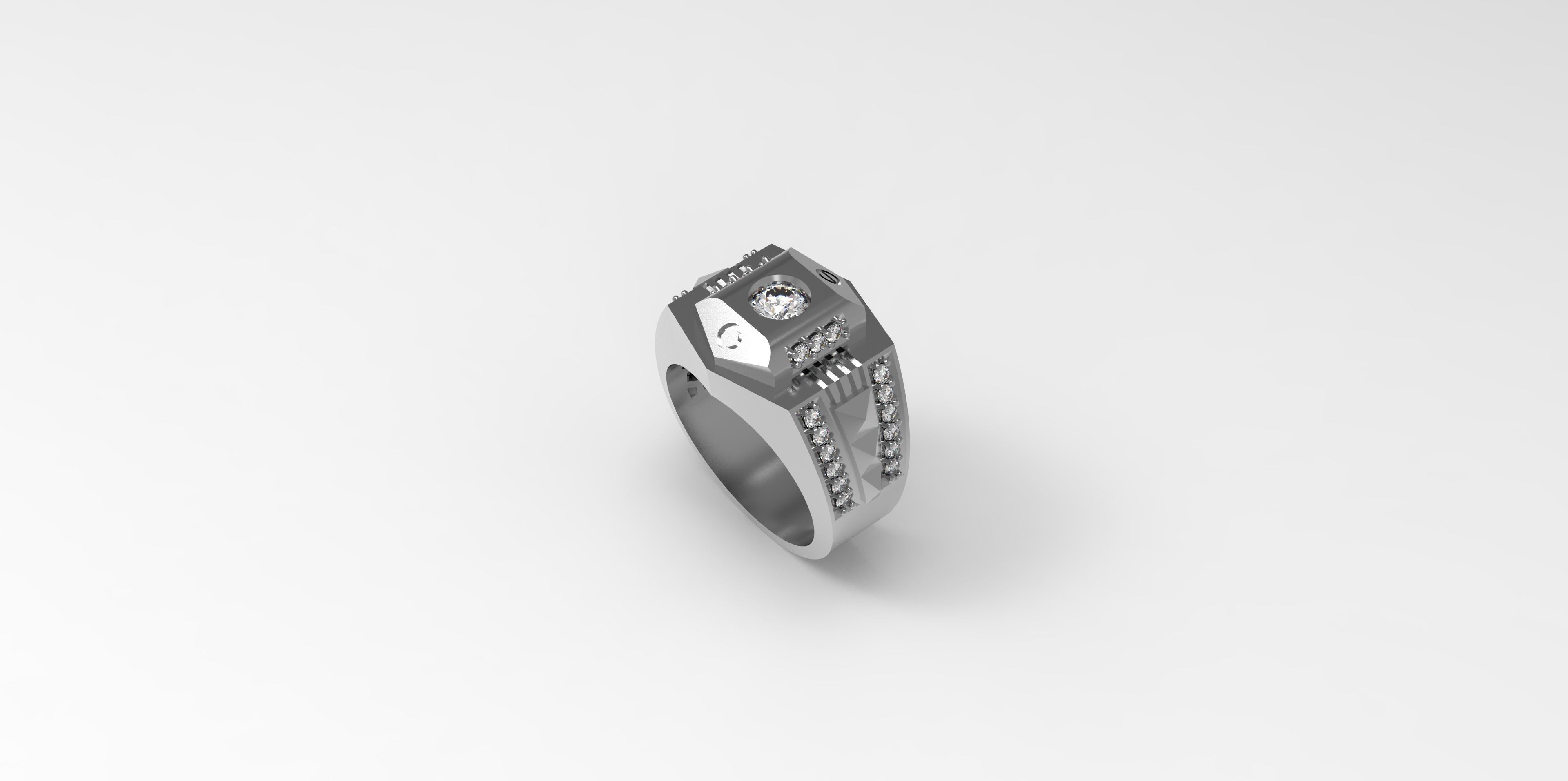 Rings-CC13 with diamond -1 Files 3D print model 3D print model_8