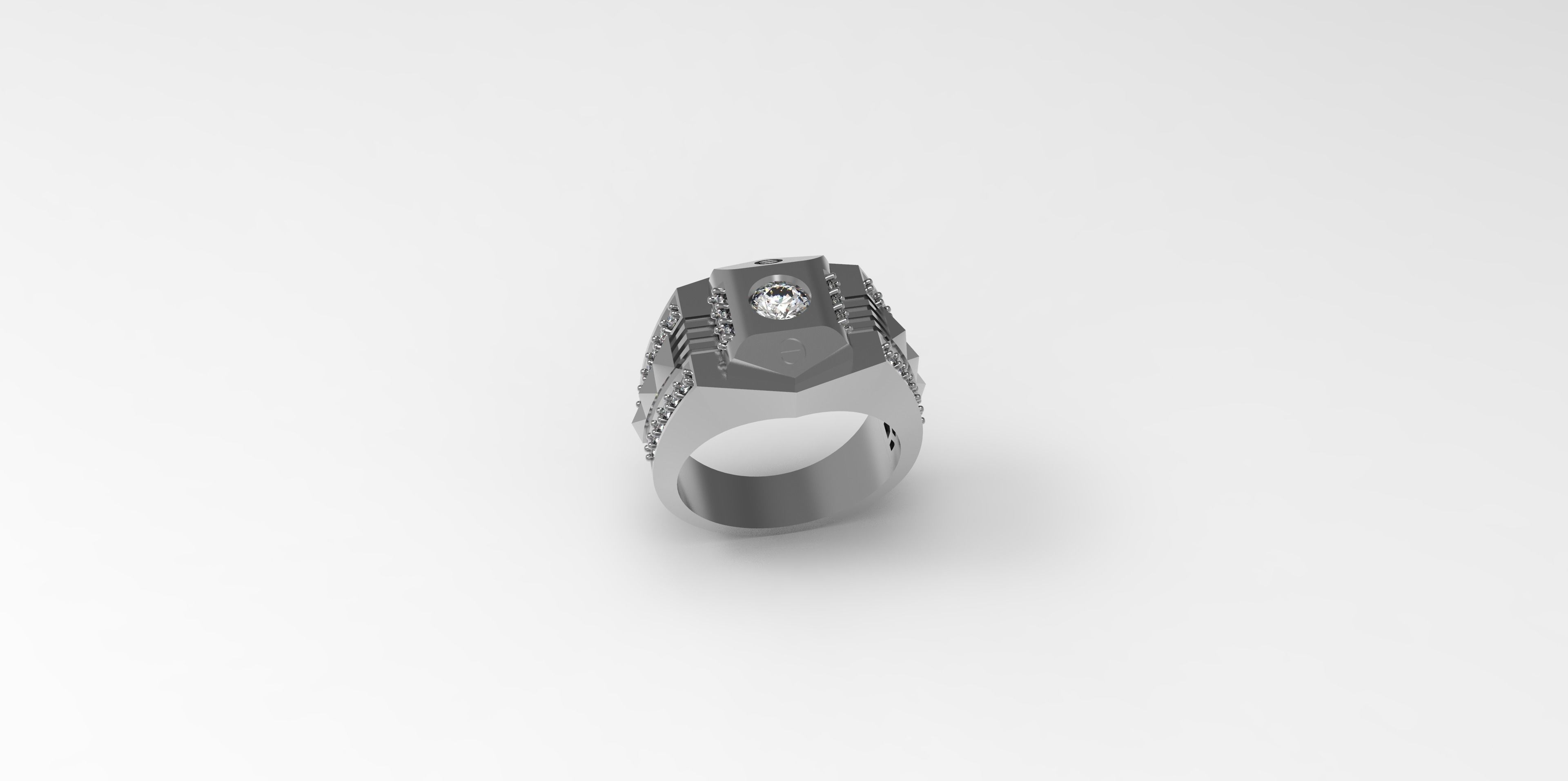 Rings-CC13 with diamond -1 Files 3D print model 3D print model_2