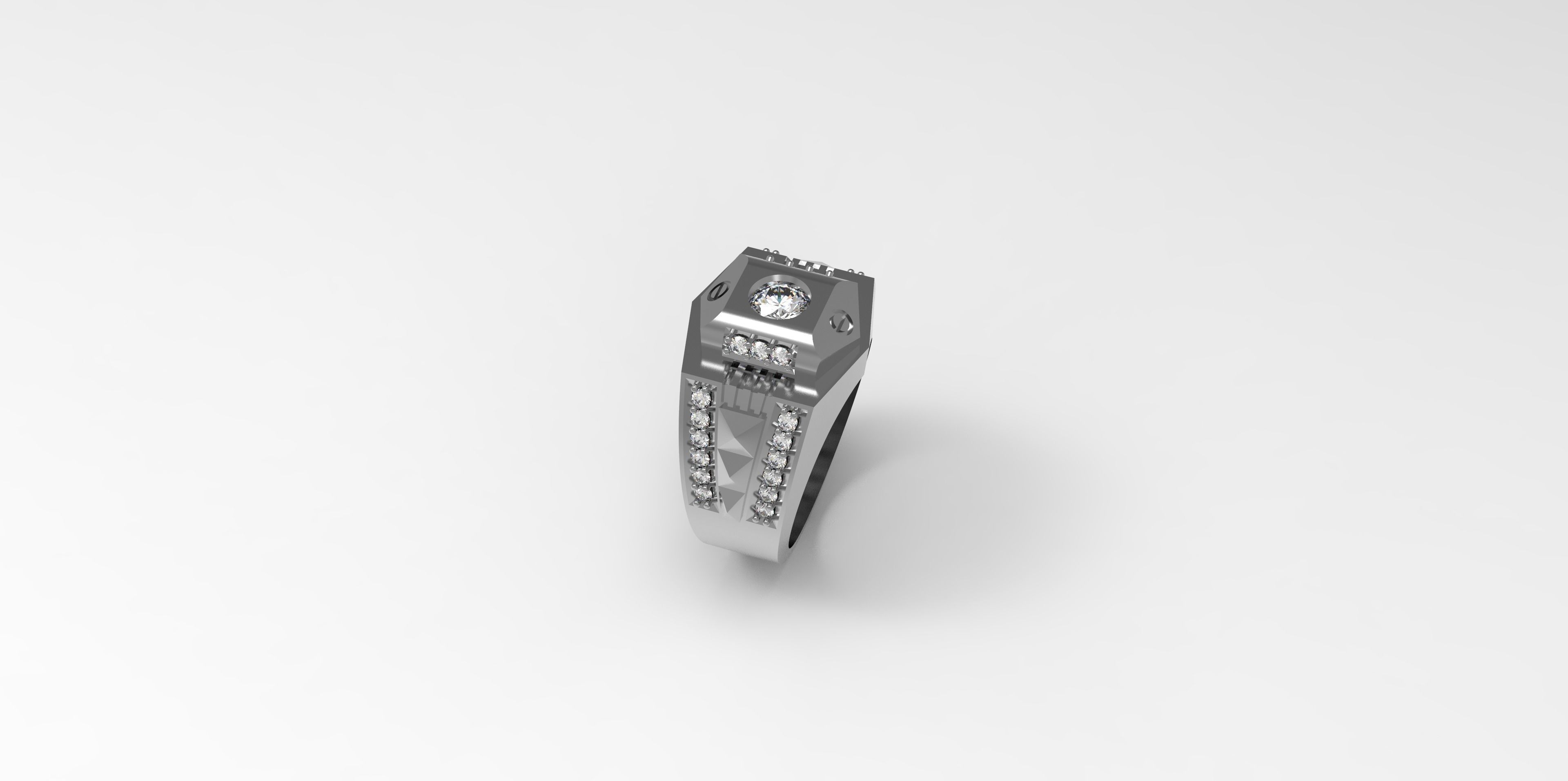 Rings-CC13 with diamond -1 Files 3D print model 3D print model_5