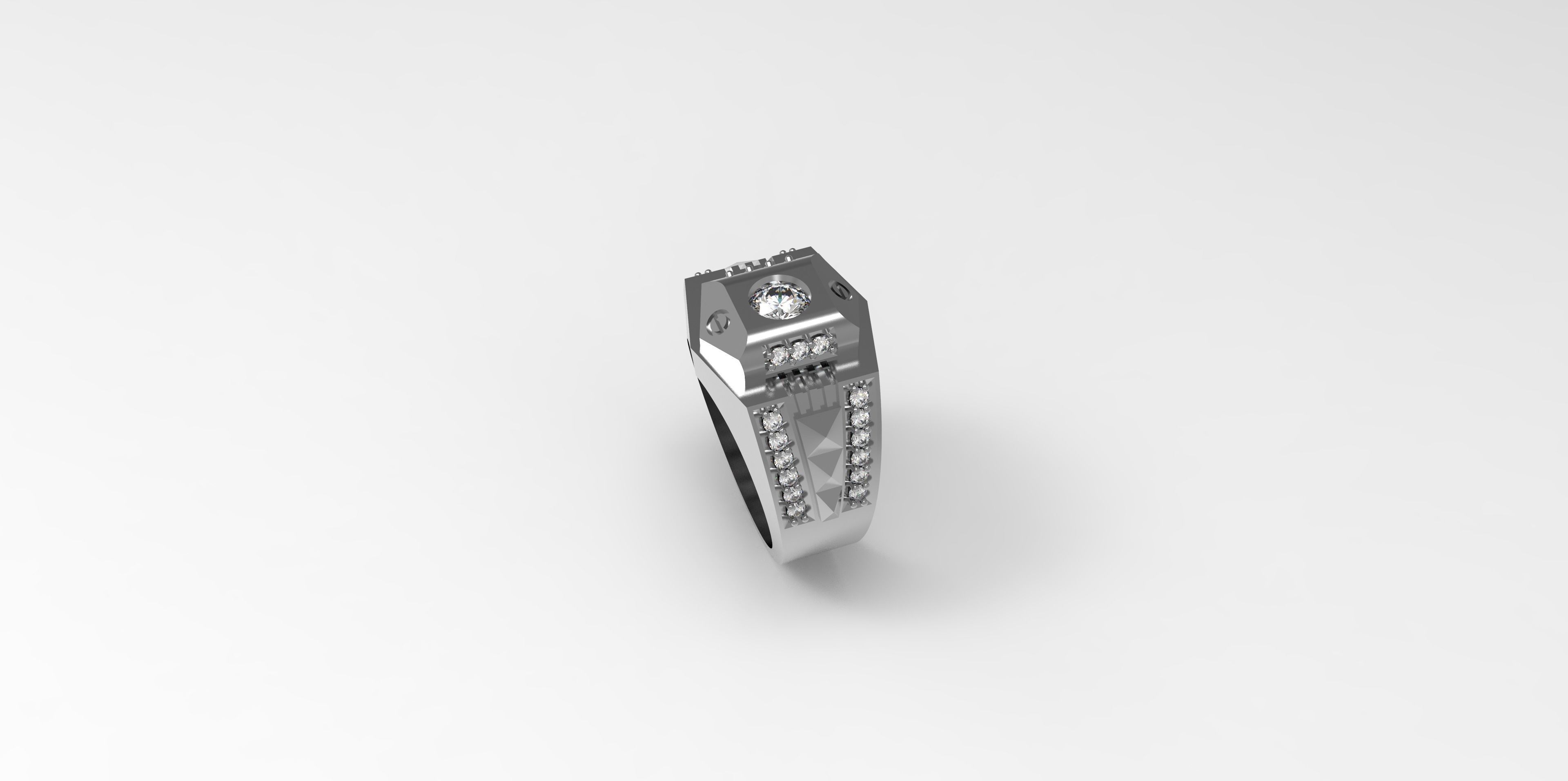 Rings-CC13 with diamond -1 Files 3D print model 3D print model_4