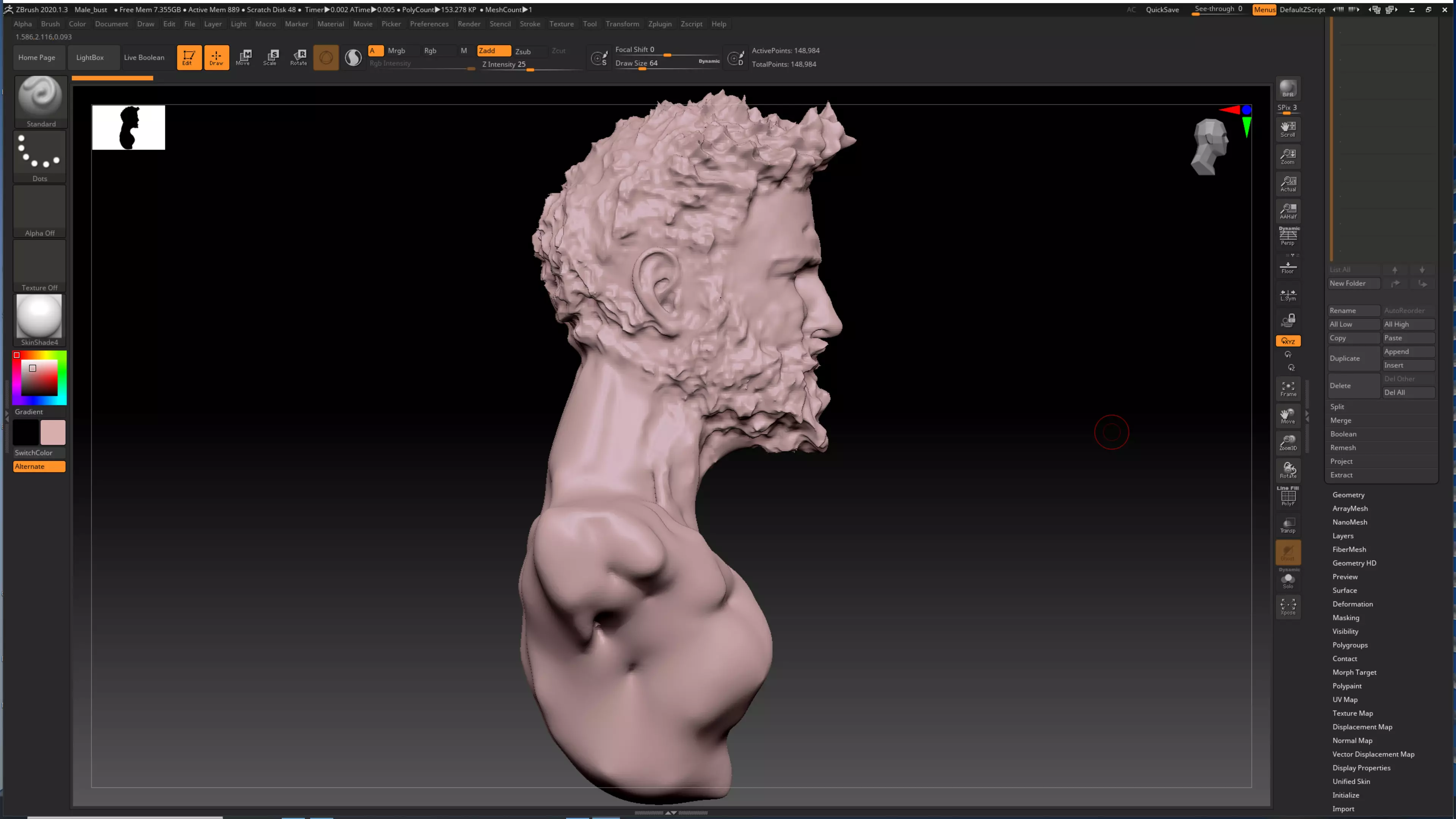 Male Bust sculpture 3D model
