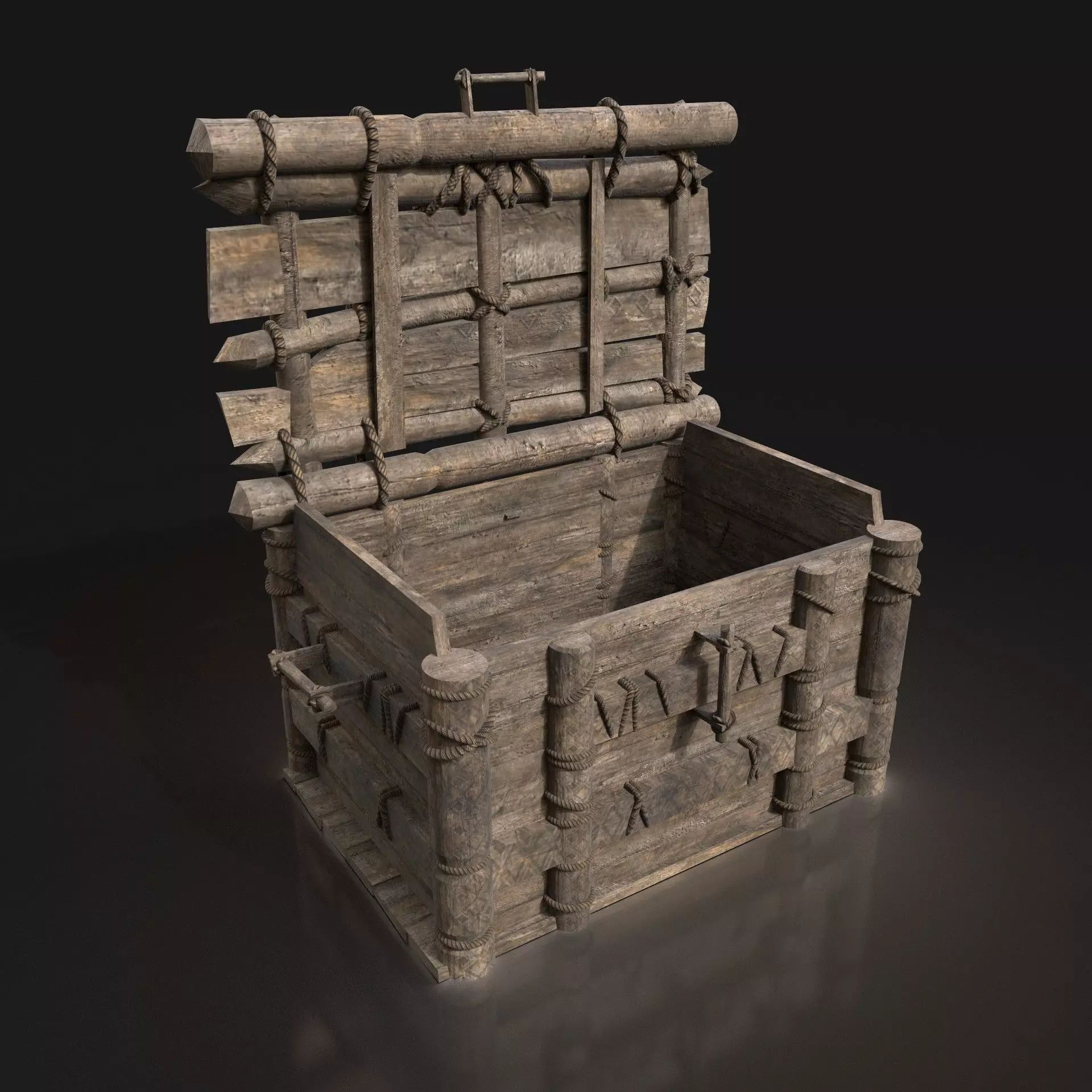 Medieval Wooden Treasure Chest Box Locker Viking Dungeon Cave Low-poly 3D model