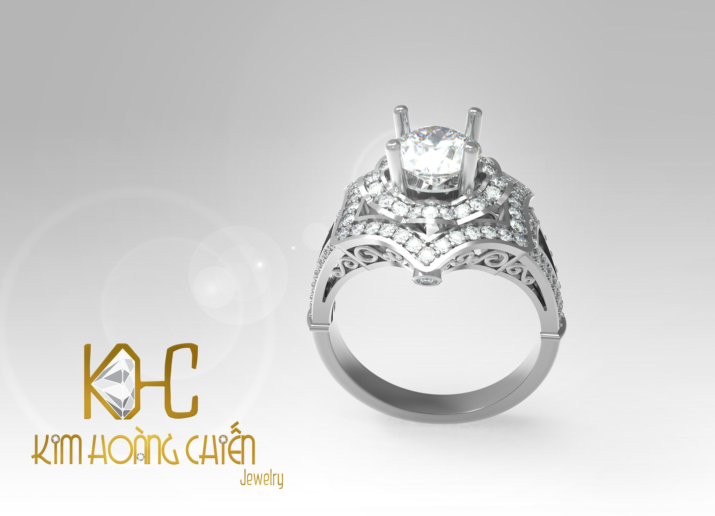 Rings-CC44 -with diamond -1 Files 3D print model 3D print model_1