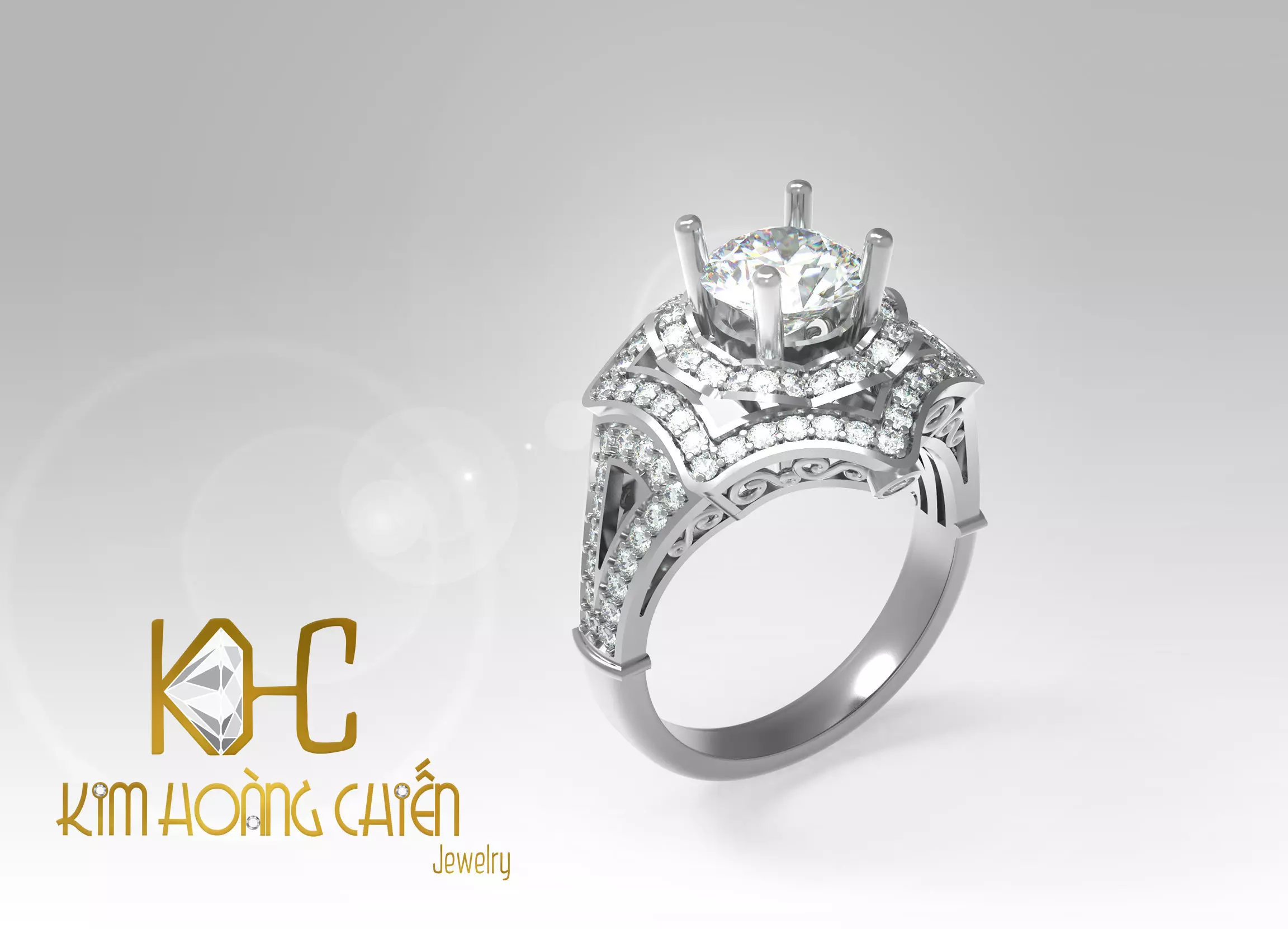 Rings-CC44 -with diamond -1 Files 3D print model 3D print model_0
