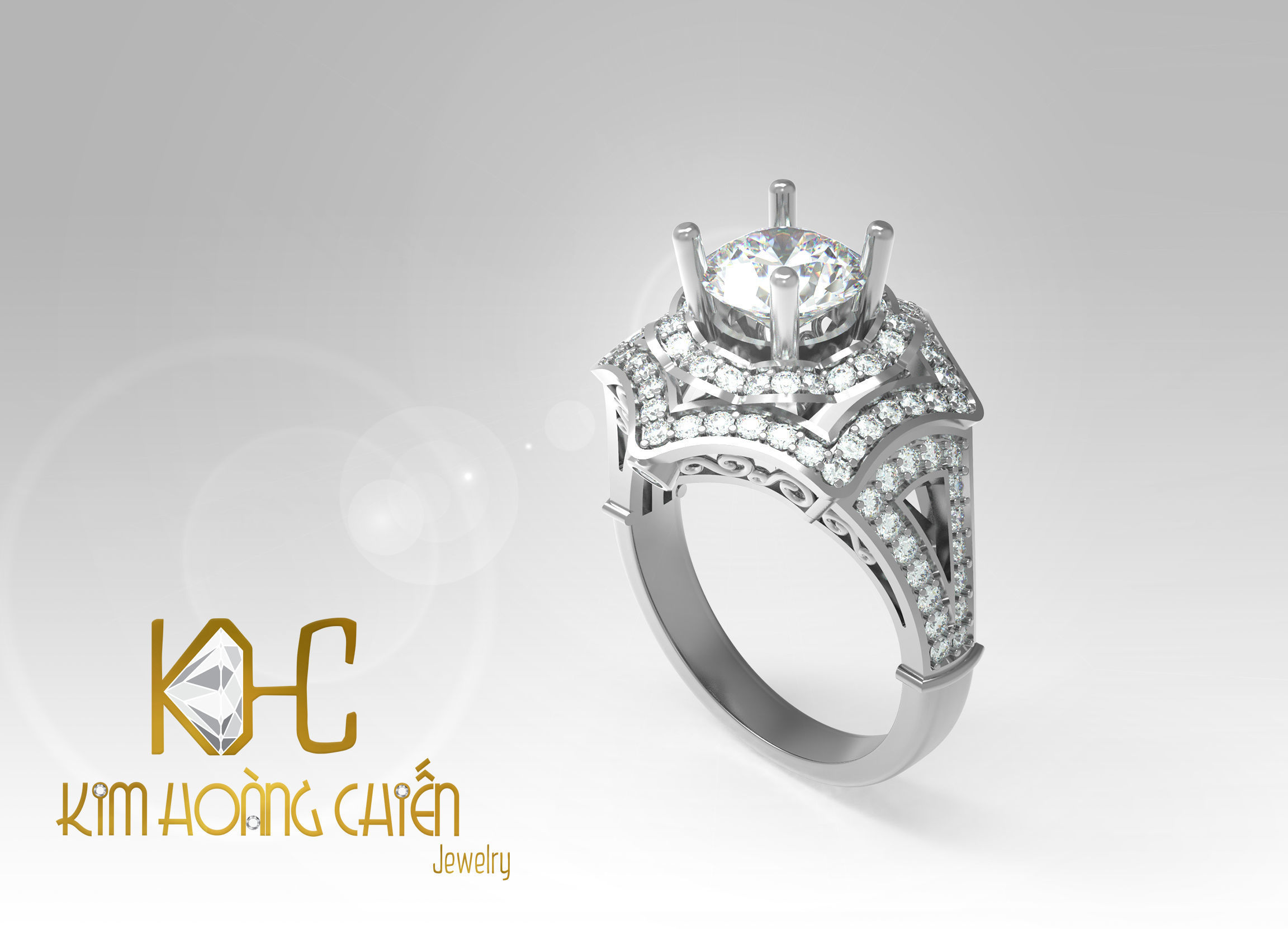 Rings-CC44 -with diamond -1 Files 3D print model 3D print model_2
