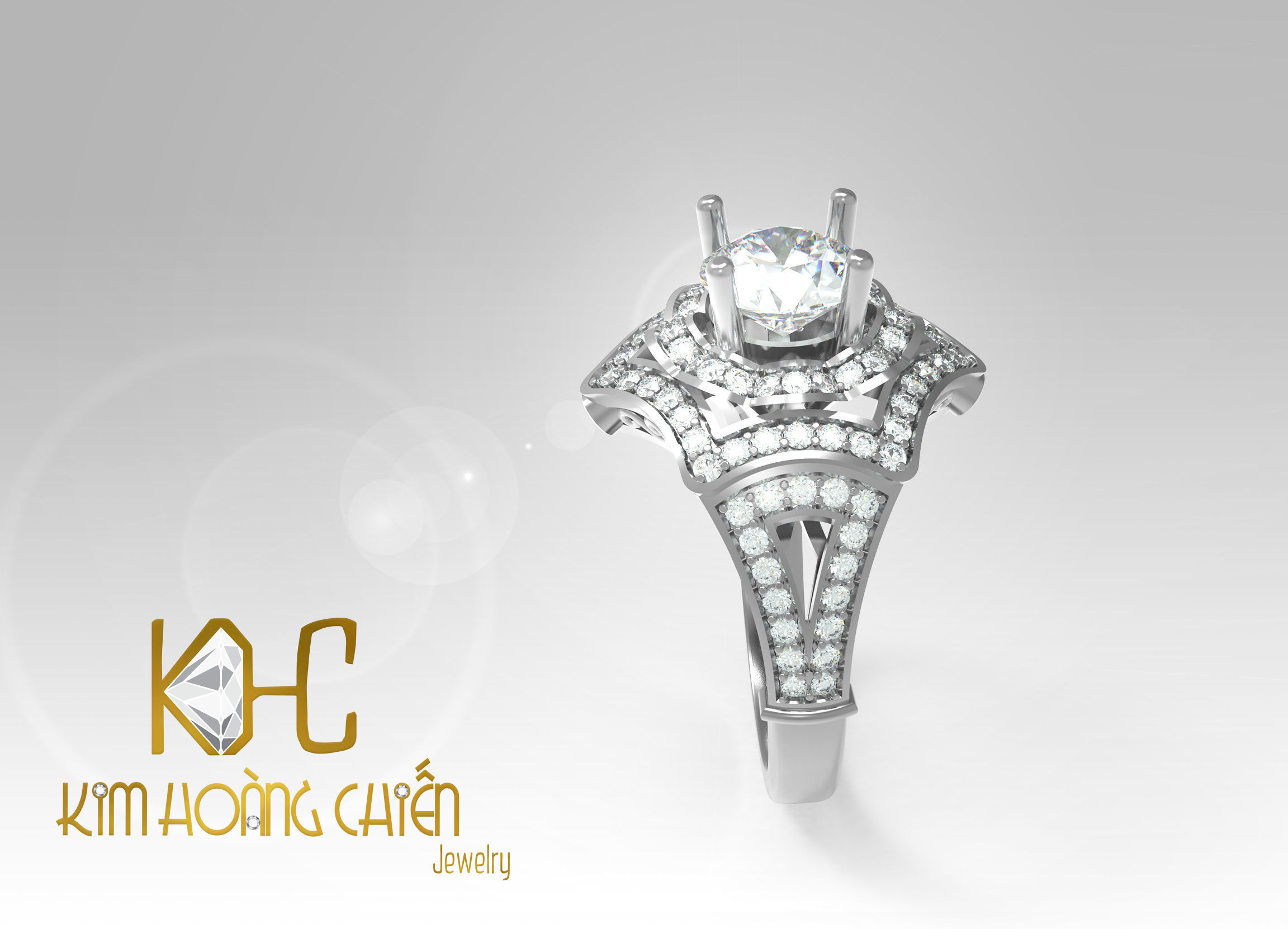 Rings-CC44 -with diamond -1 Files 3D print model 3D print model_3