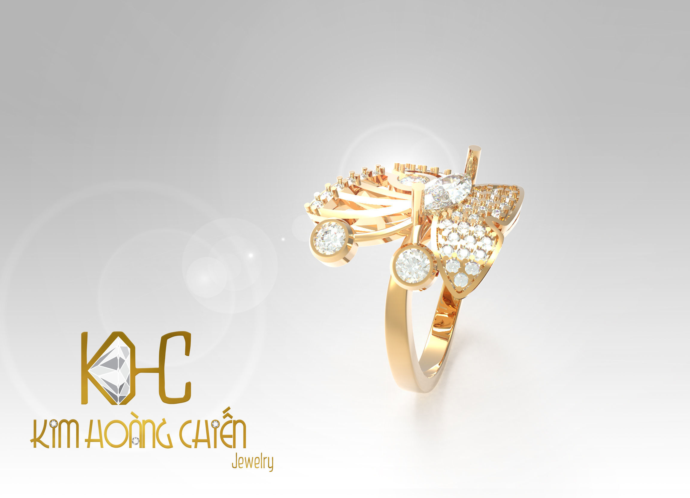 Rings-CC48 -with diamond -1 Files 3D print model  3D print model_3