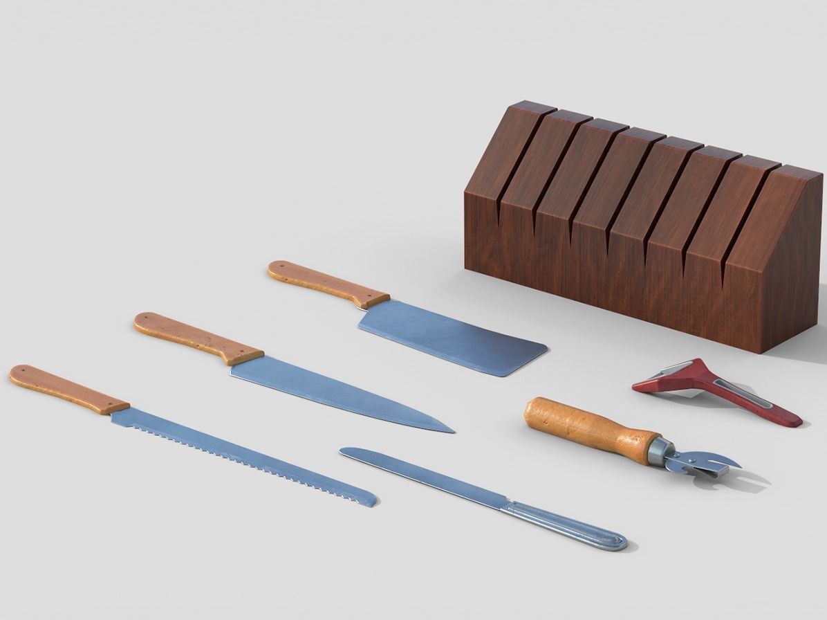 Kitchen Knifes Low-poly 3D model_4