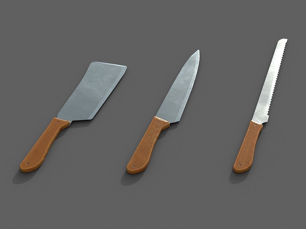 Kitchen Knifes Low-poly 3D model_1