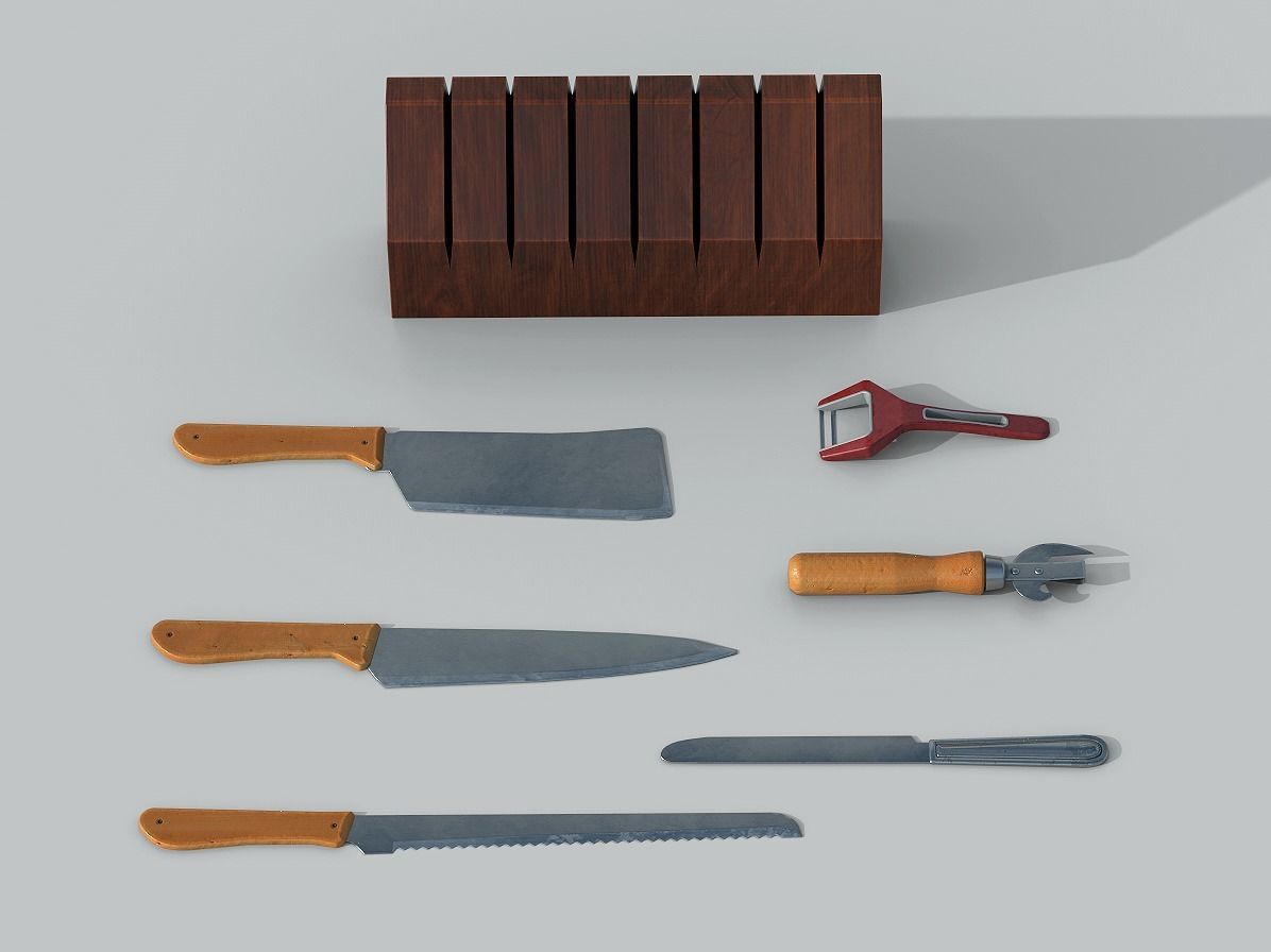 Kitchen Knifes Low-poly 3D model_0