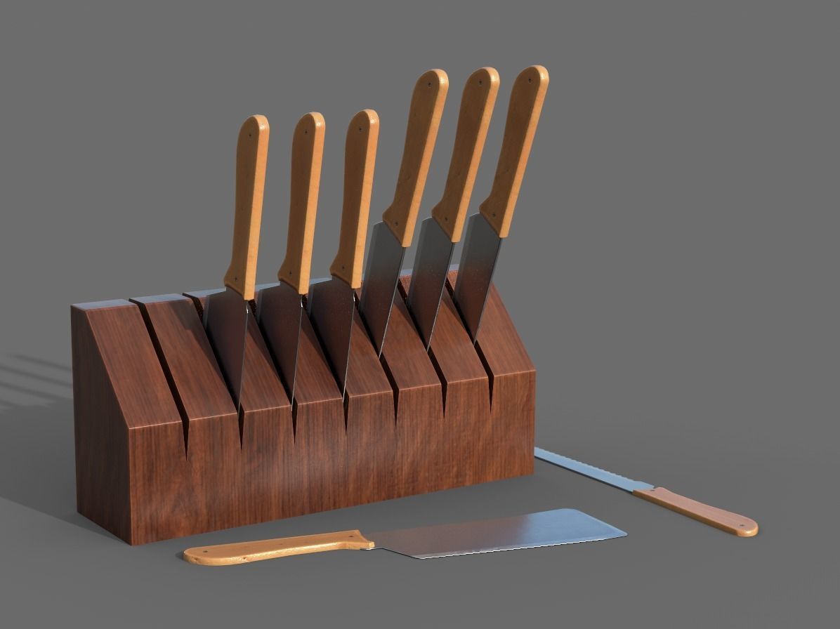Kitchen Knifes Low-poly 3D model_3