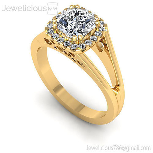 Jewelicious-998-Ring engagement ring with cushion cut diamond