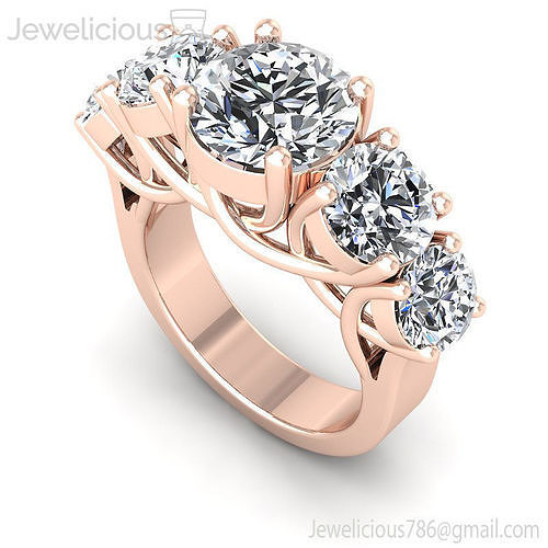 Jewelicious-994-Ring three stone diamond ring in rose gold