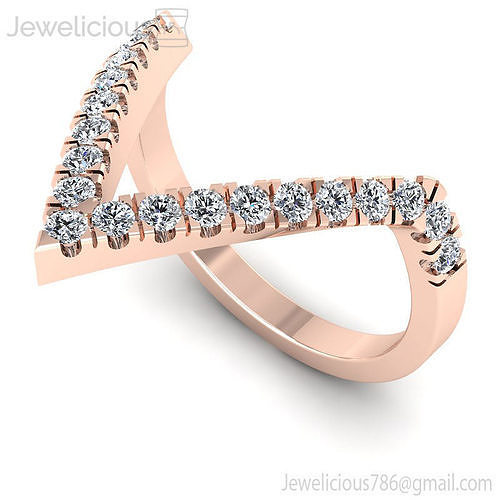 Jewelicious-980-Ring rose gold diamond ring with two rows of diamonds