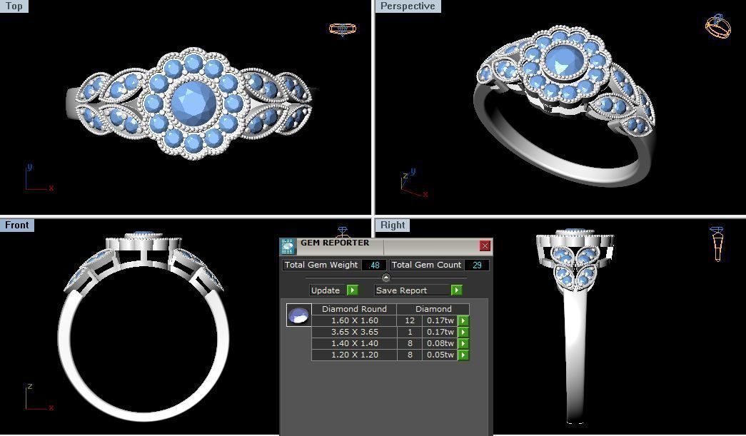 Wedding Engagement Diamond Ring Filigree 3d print model stl file 3D print model_1