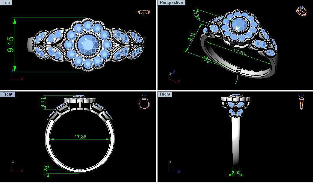 Wedding Engagement Diamond Ring Filigree 3d print model stl file 3D print model_3
