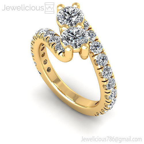 Jewelicious-968-Ring two round diamond engagement ring gold