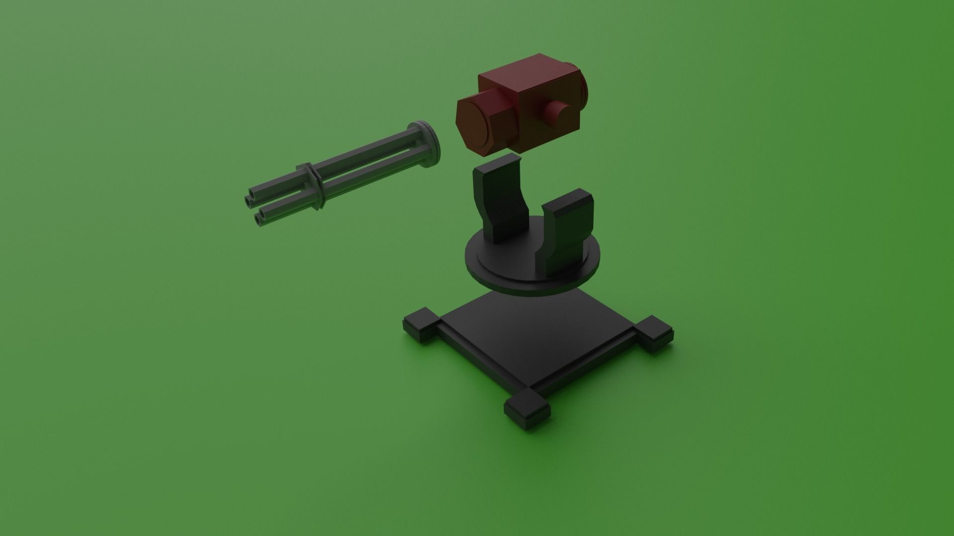 Low poly turret lego gun Low-poly 3D model_1
