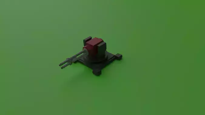 Low poly turret lego gun Low-poly 3D model
