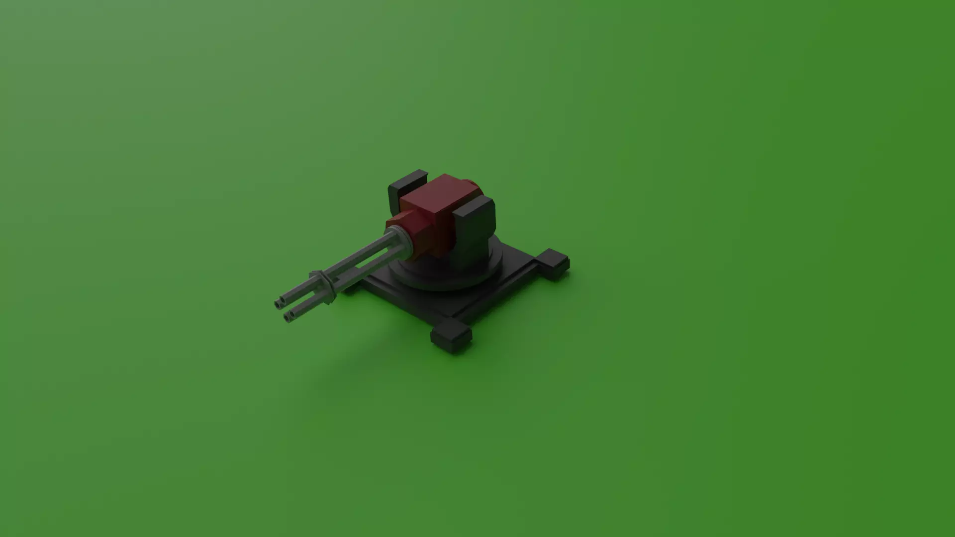 Low poly turret lego gun Low-poly 3D model_0