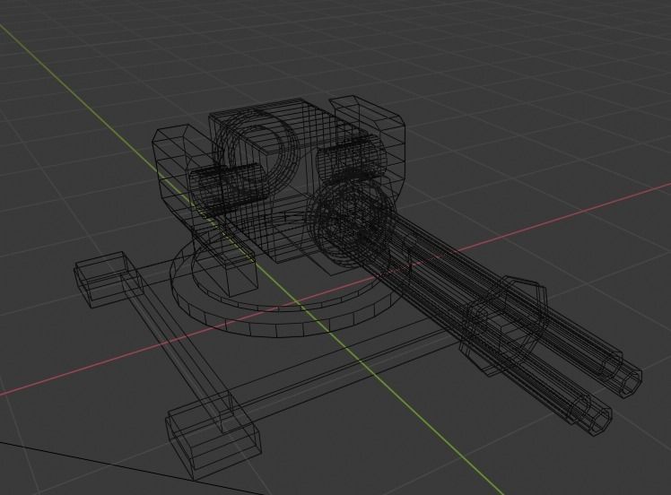 Low poly turret lego gun Low-poly 3D model_4