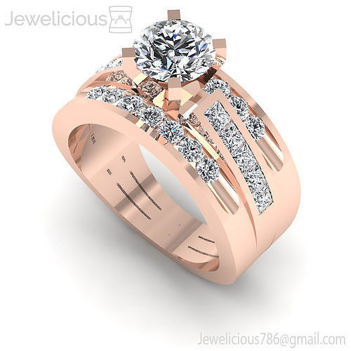 Jewelicious-1089-Ring rose gold engagement ring set with diamonds