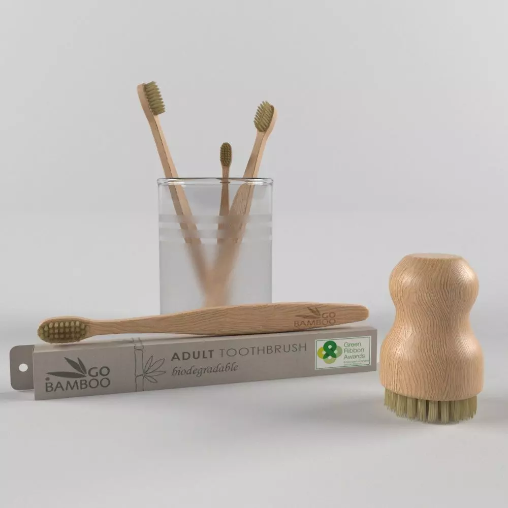 Bamboo toothbrush Low-poly 3D model_0