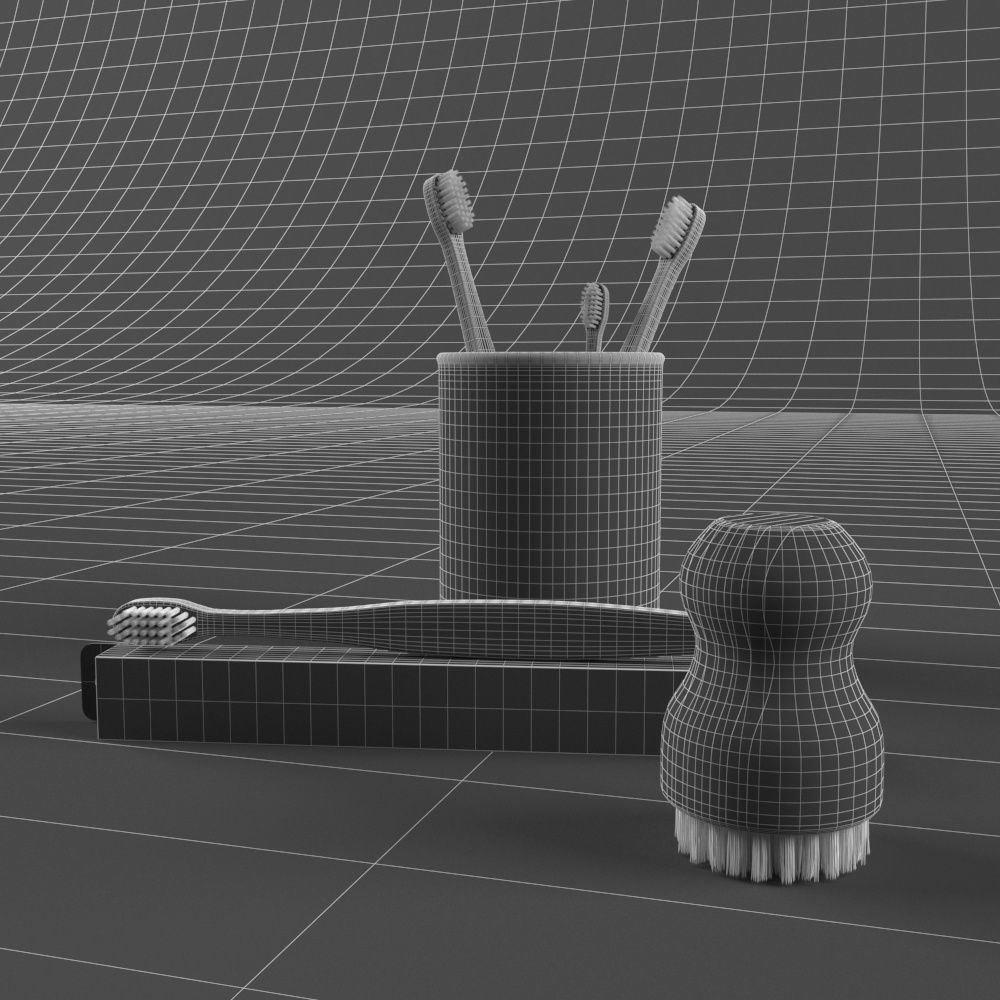 Bamboo toothbrush Low-poly 3D model_2