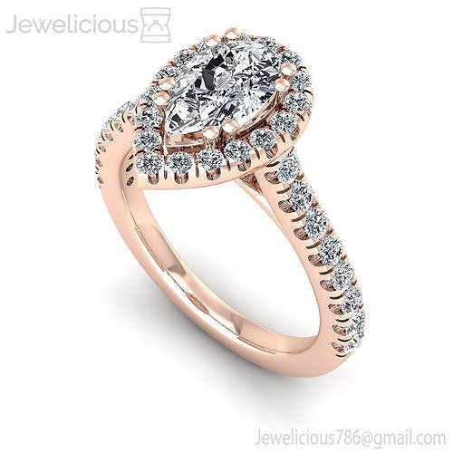 Jewelicious-1071-Ring pear halo diamond engagement ring in rose gold